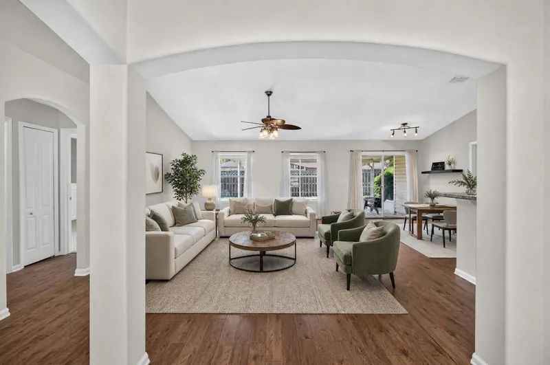 Open living room, virtually staged